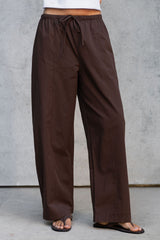 Georgie Barrel Leg Pants - Chocolate
