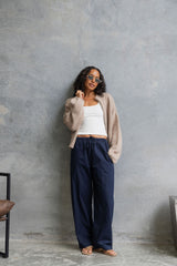 Georgie Straight-Leg Pants - Navy