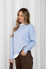 Gracie Fine Knit Top - Blue