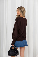 Gracie Fine Knit Top - Chocolate