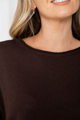 Gracie Fine Knit Top - Chocolate