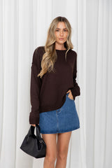 Gracie Fine Knit Top - Chocolate