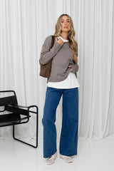 Gracie Fine Knit Top - Taupe