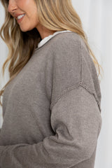 Gracie Fine Knit Top - Taupe