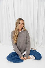 Gracie Fine Knit Top - Taupe