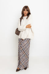Hunter Plaid Mesh Maxi Skirt - Choc and Blue - The Self Styler