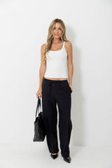 Georgie Barrel Leg Pants - Black