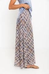 Hunter Plaid Mesh Maxi Skirt - Choc and Blue