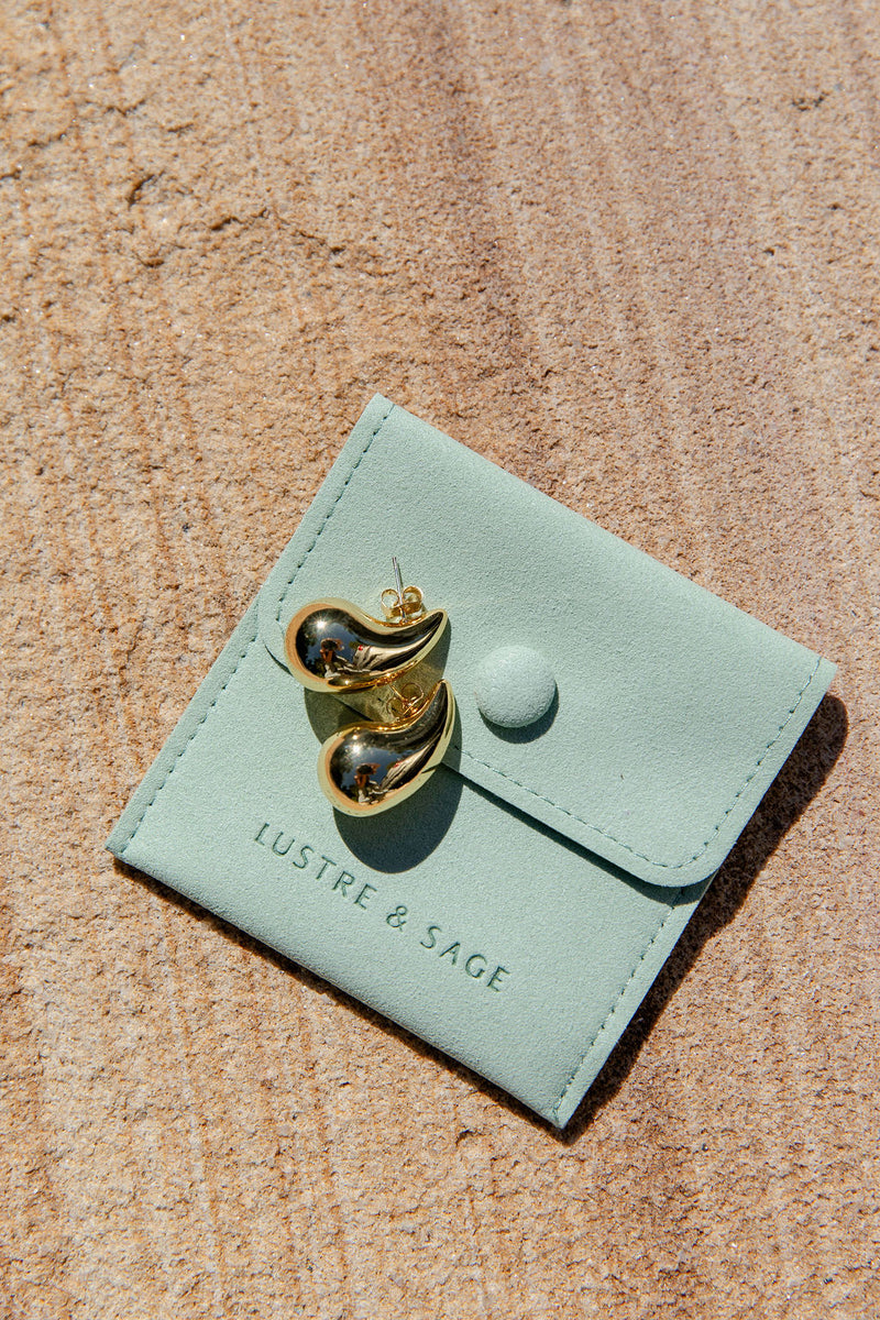 Haven Tear Drop Stud Earrings - Gold - The Self Styler