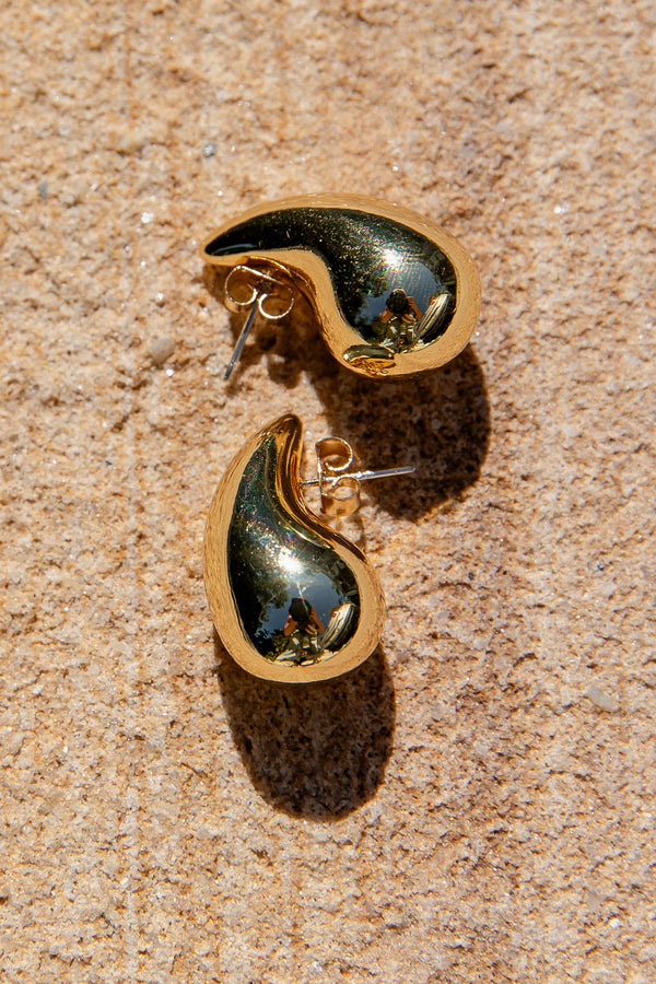 Haven Tear Drop Stud Earrings - Gold - The Self Styler