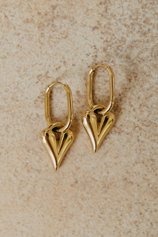 Sienna Heart Earrings - Gold - The Self Styler
