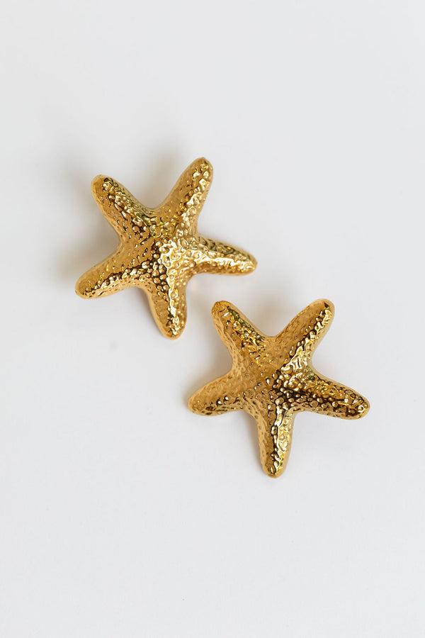 Laguna Starfish Stud Earrings - Gold - The Self Styler