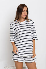 Winnie Stripe Shorts - White and Black - The Self Styler