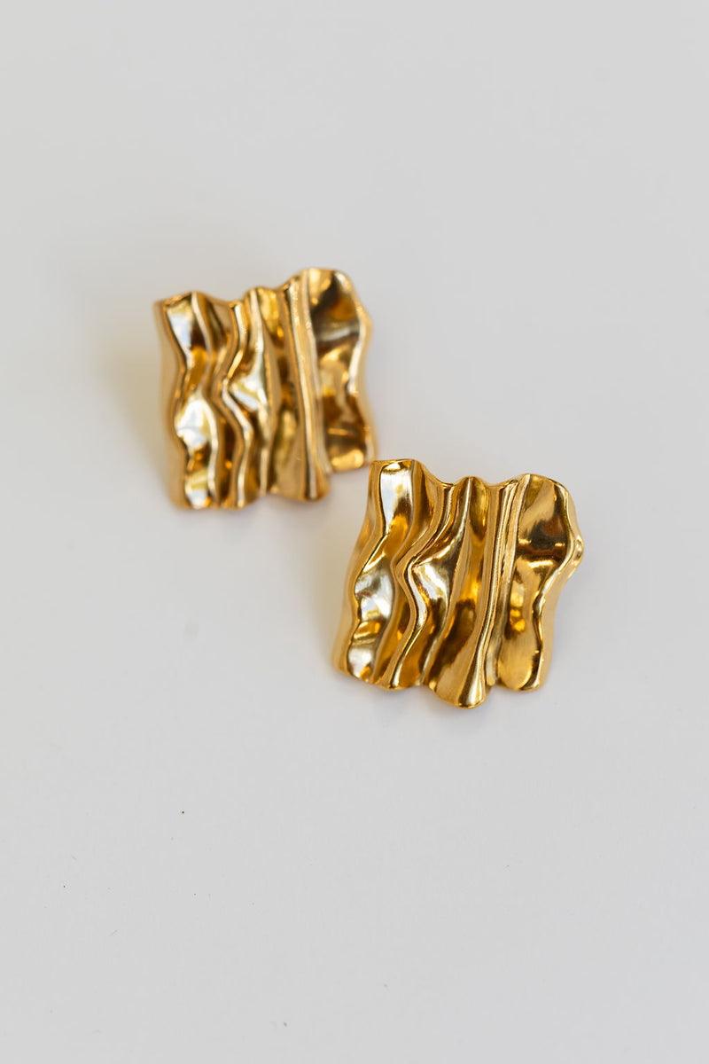 Esme Square Stud Earrings - Gold - The Self Styler