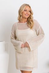 Kyra Crochet Mini Dress - Natural - The Self Styler