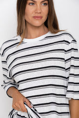 Zanna Stripe Tee - White and Black - The Self Styler