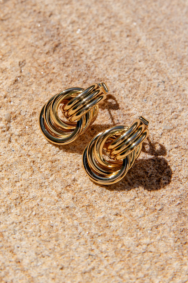 Amber Knotted Stud Earrings - Gold - The Self Styler
