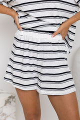 Winnie Stripe Shorts - White and Black - The Self Styler