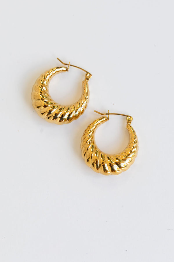 Lumie Croissant Hoop Earrings - Gold - The Self Styler