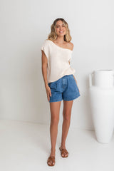 Avalon Off-The-Shoulder Top - Ivory Cream - The Self Styler