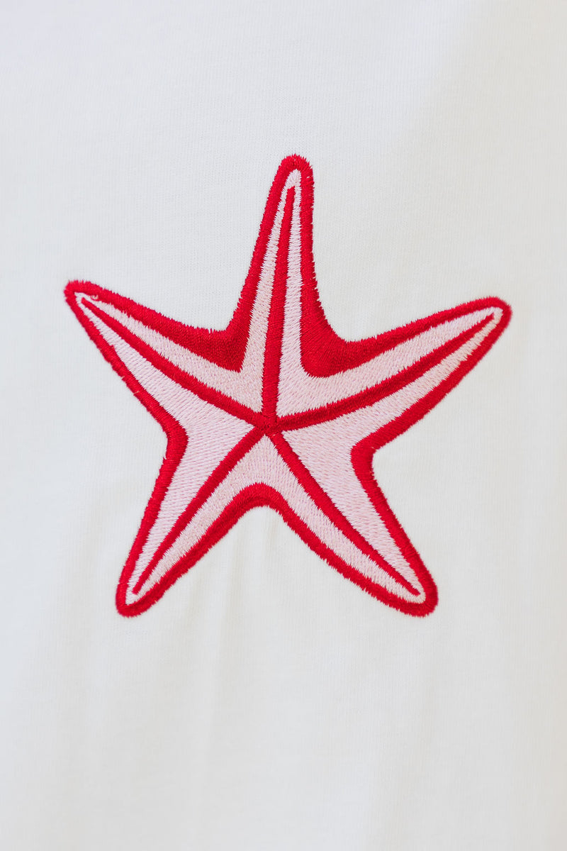 Malibu Embroidered Starfish Tee - PInk - The Self Styler