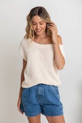 Avalon Off-The-Shoulder Top - Ivory Cream - The Self Styler