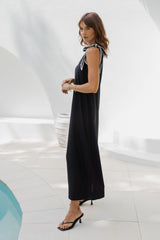 Lucinda One-Shoulder Maxi Dress - Black - The Self Styler