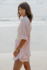 Ada Relaxed-Fit Linen Shirt - Pink - The Self Styler