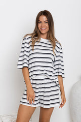 Winnie Stripe Shorts - White and Black - The Self Styler