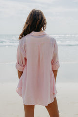 Ada Relaxed-Fit Linen Shirt - Pink - The Self Styler