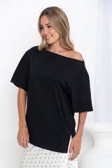 Arden Off-The-Shoulder Tee - Black - The Self Styler