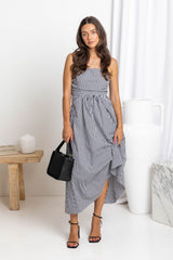 Merci Gingham Midi Dress - Black and White - The Self Styler