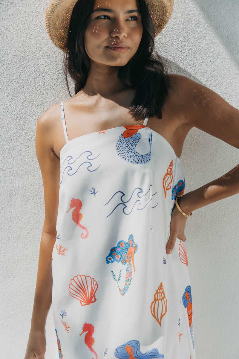 Ariel Slip Dress - Mermaid Print - The Self Styler