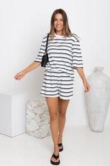 Winnie Stripe Shorts - White and Black - The Self Styler