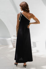 Lucinda One-Shoulder Maxi Dress - Black - The Self Styler