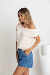 Avalon Off-The-Shoulder Top - Ivory Cream - The Self Styler