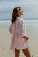 Ada Relaxed-Fit Linen Shirt - Pink - The Self Styler