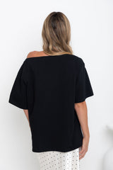 Arden Off-The-Shoulder Tee - Black - The Self Styler
