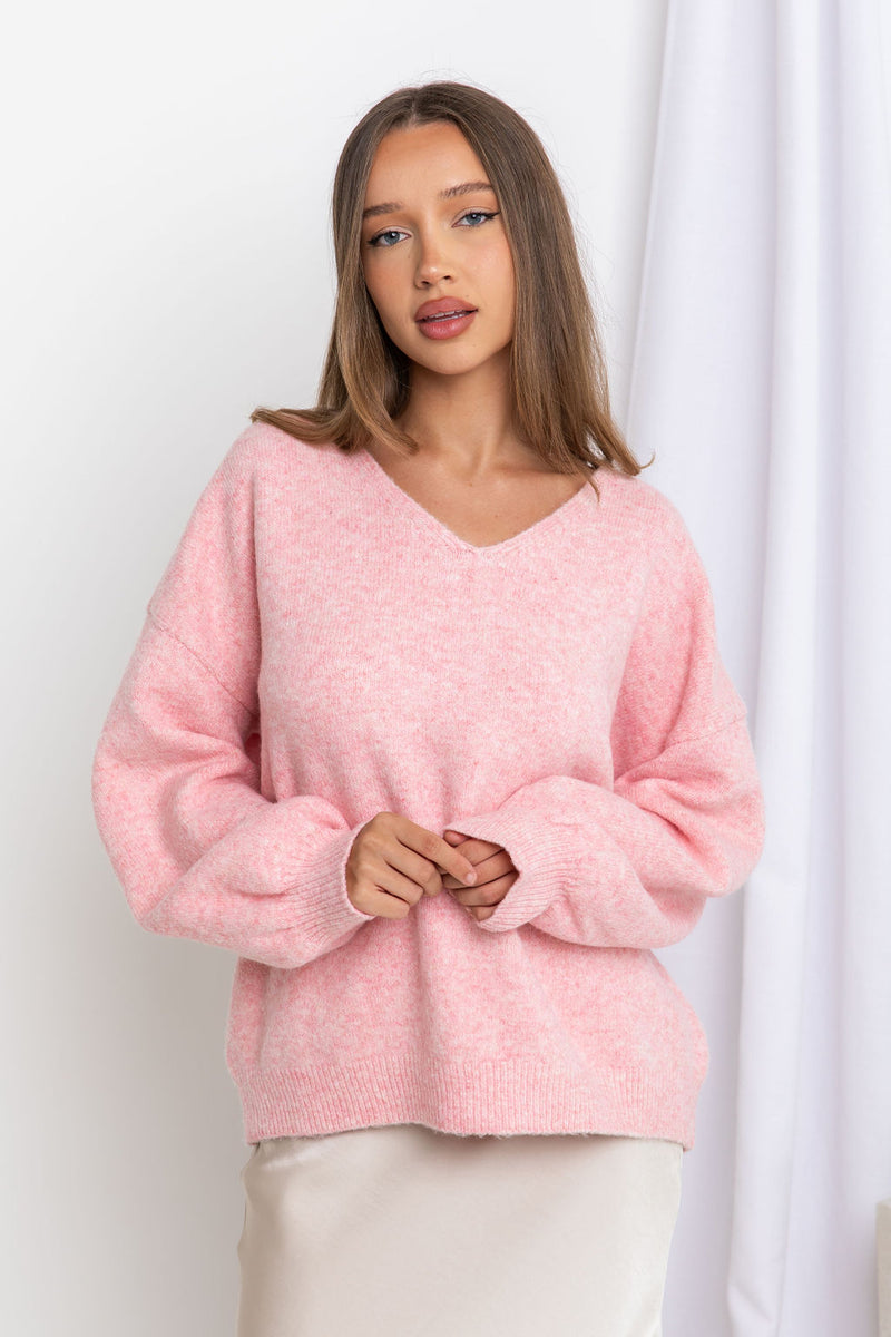 Dahlia Knit Top - Pink Marle - The Self Styler
