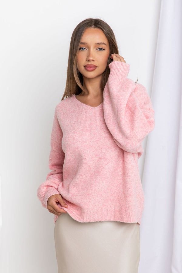 Dahlia Knit Top - Pink Marle - The Self Styler