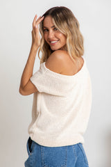 Avalon Off-The-Shoulder Top - Ivory Cream - The Self Styler