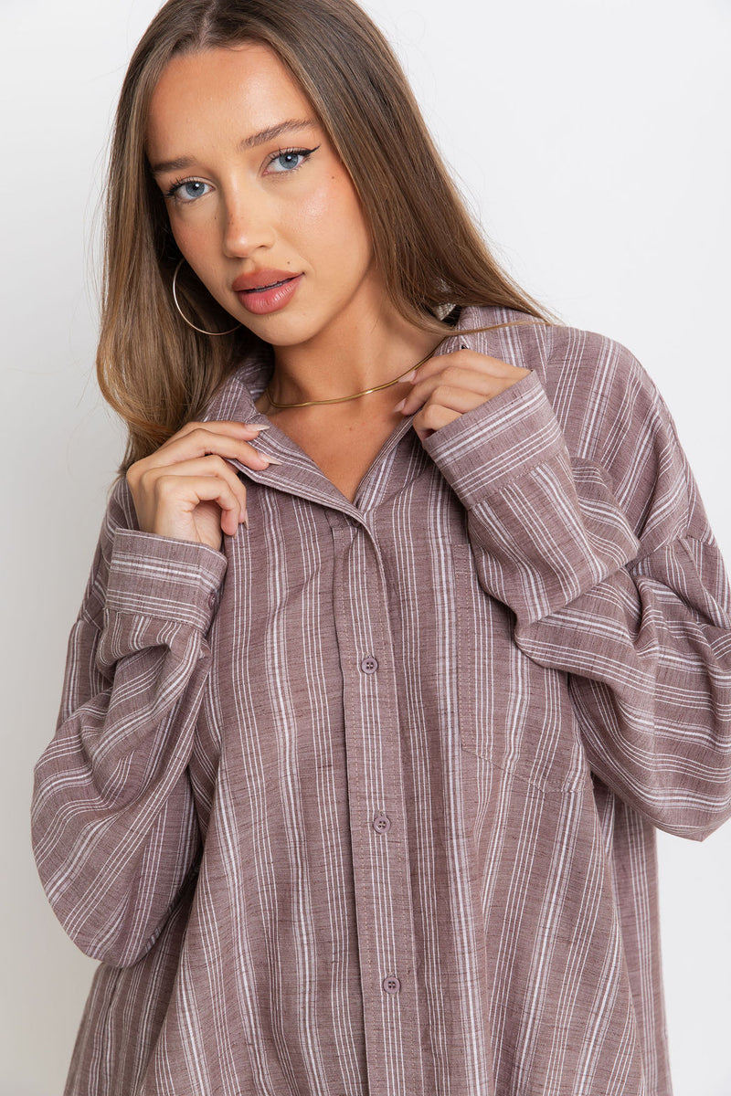 Boston Relaxed-Fit Shirt - Brown Stripe - The Self Styler