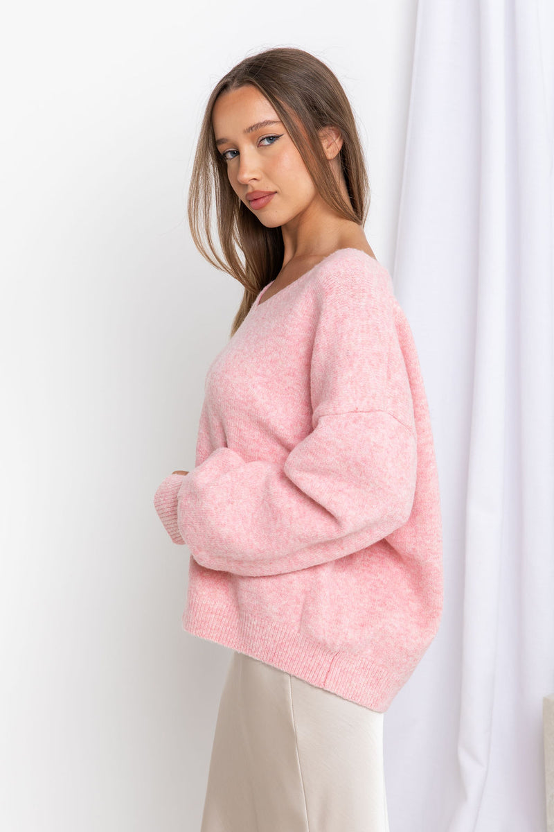 Dahlia Knit Top - Pink Marle - The Self Styler