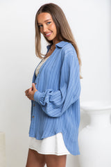 Addi Long Sleeve Shirt - Blue - The Self Styler