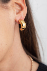 Bevelled Chunky Hoop Earrings - Gold - The Self Styler
