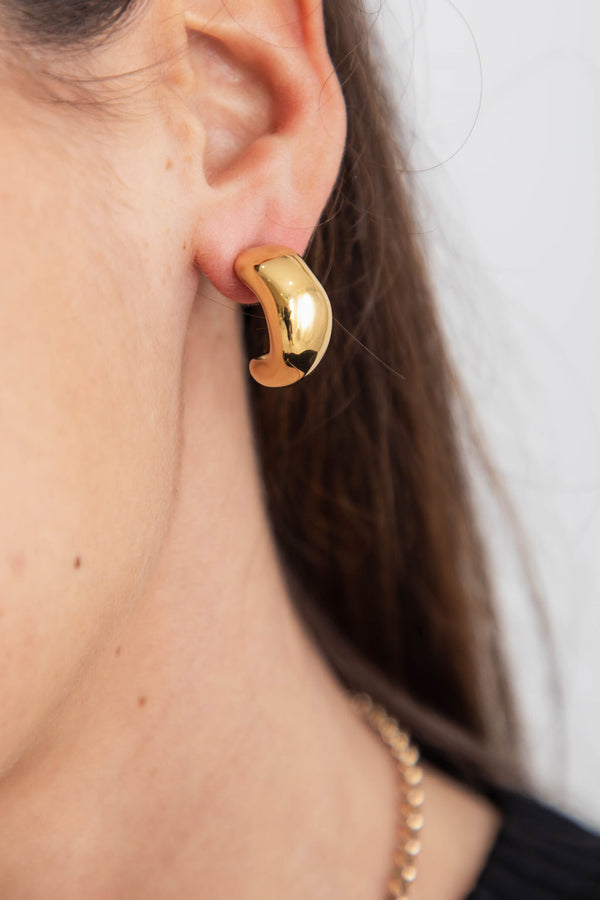 Bevelled Chunky Hoop Earrings - Gold - The Self Styler