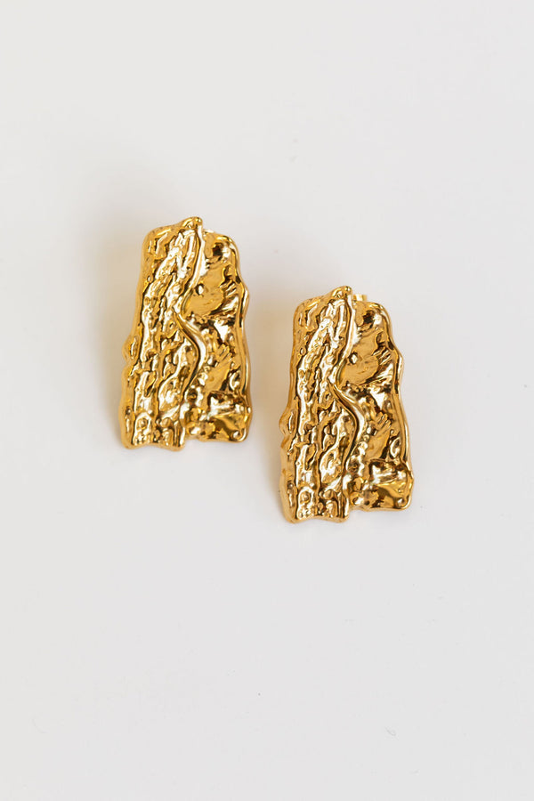 Gia Textured Stud Earrings - Gold