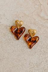 Lila Amber Heart Earrings - Gold - The Self Styler