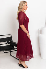 Airlie Crochet Maxi Dress - Wine - The Self Styler