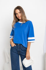 Blake Relaxed-Fit Stripe Tee - Blue and White - The Self Styler